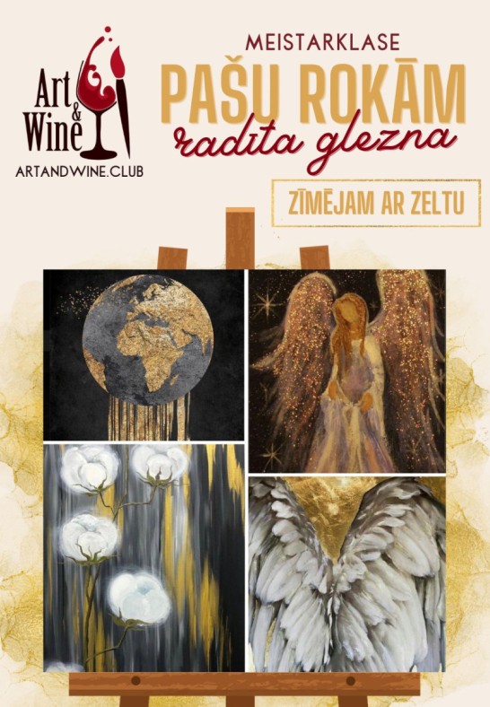 Art&Wine radošā meistarklase: Gleznojam ar zeltu.