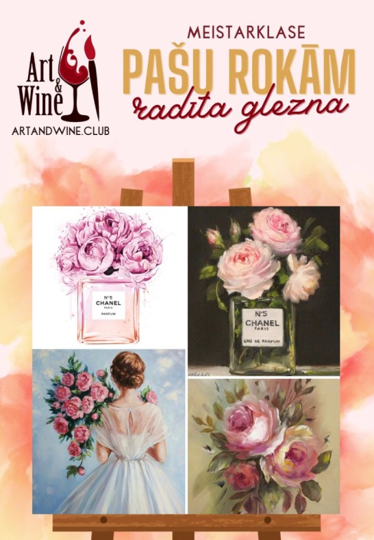 Art&Wine radošā meistarklase: Zīmējam 'Peonijas'.
